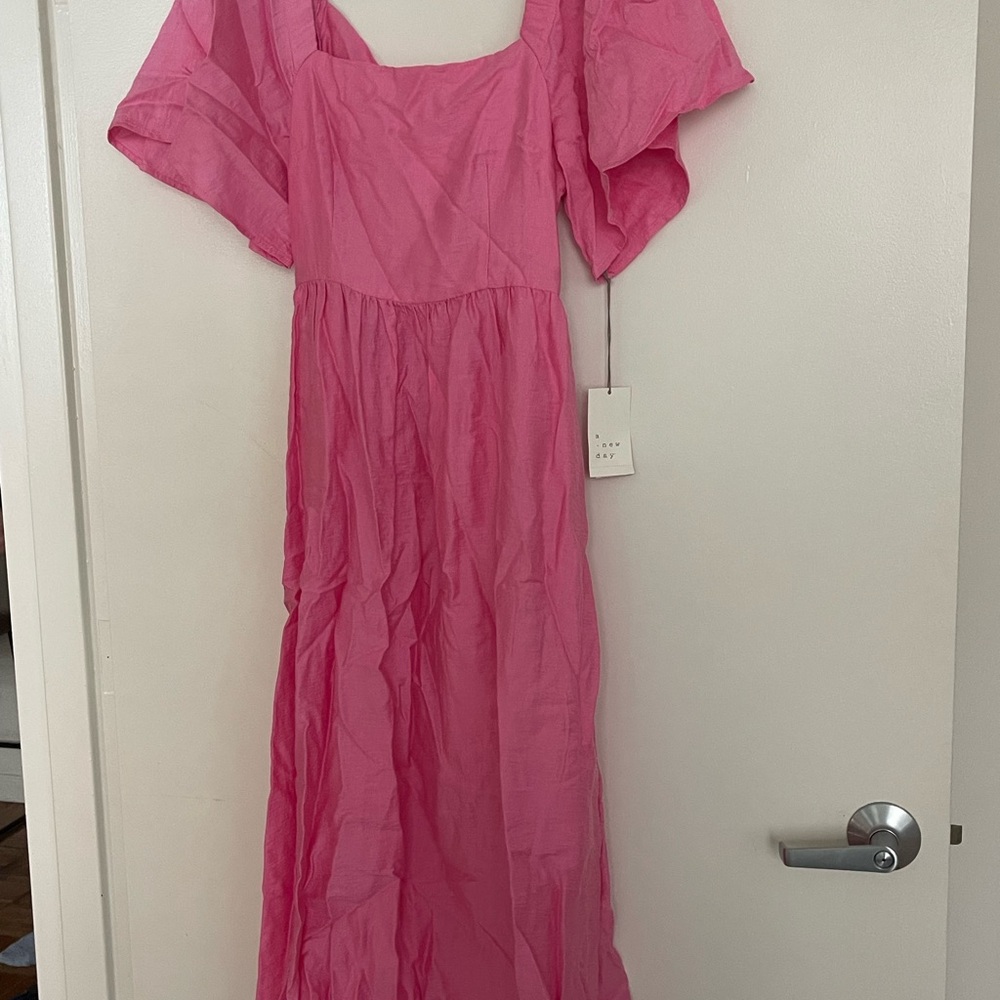Pink Square Neck Dress - Picture 2 of 3